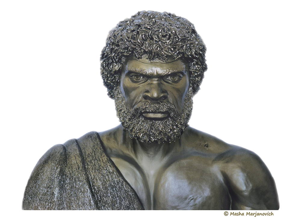 Bronze bust of a man. 