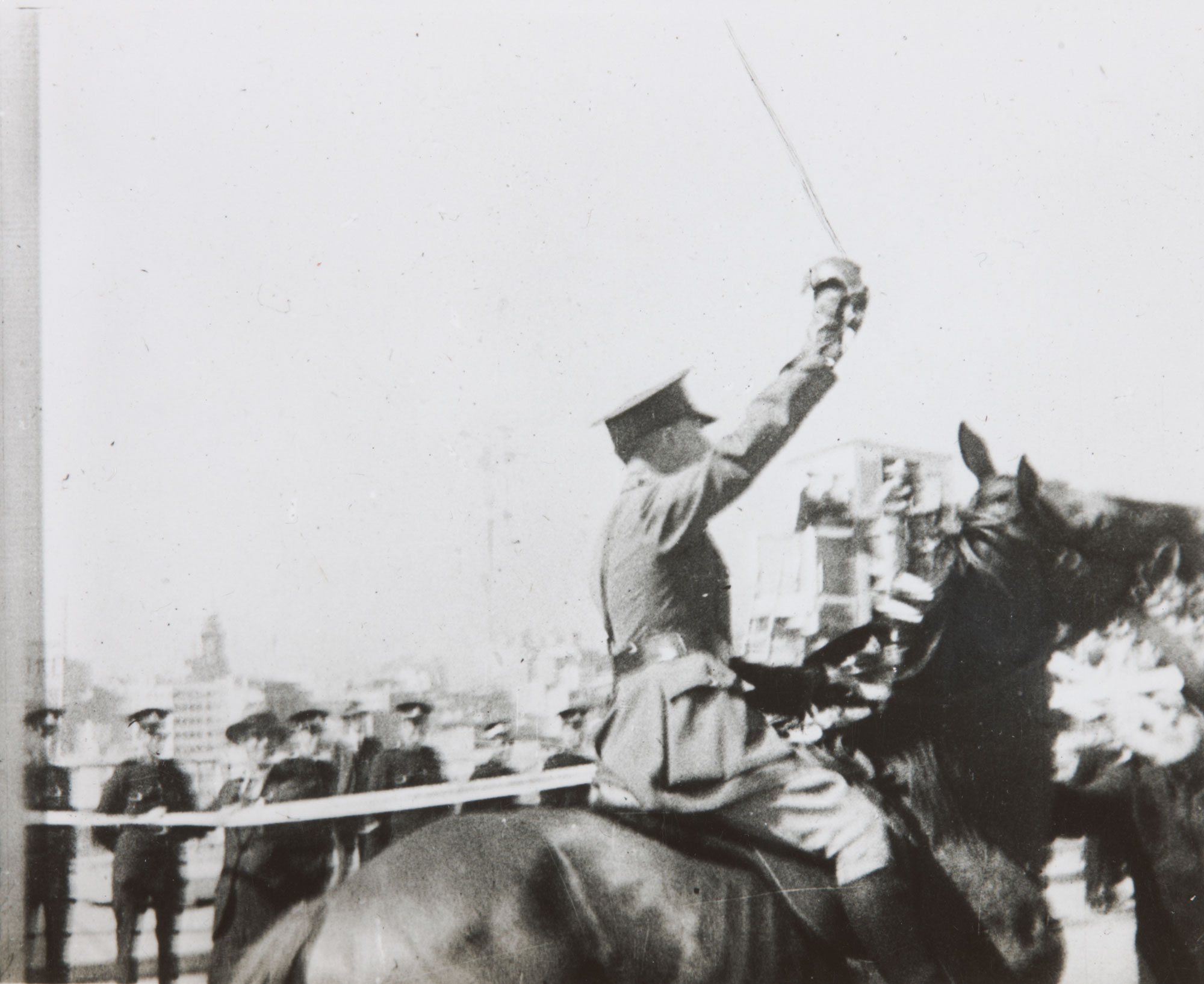Francis De Groot cutting the ribbon at the opening of the Sydney Harbour Bridge, 1932.