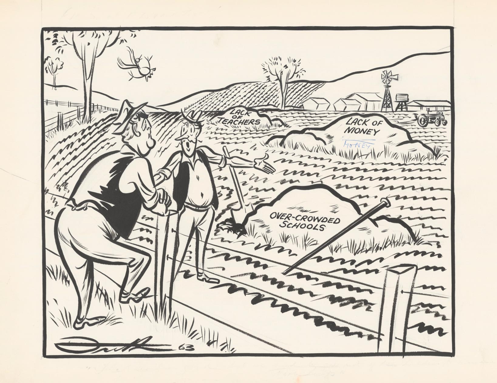 School funding cartoon by John Frith, May 1963.