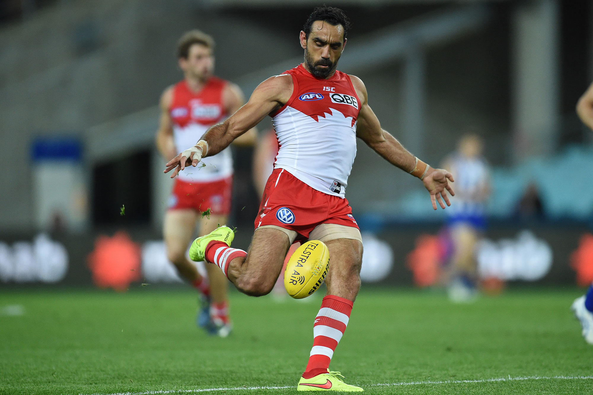<p>Adam Goodes during a game, 2015</p>
