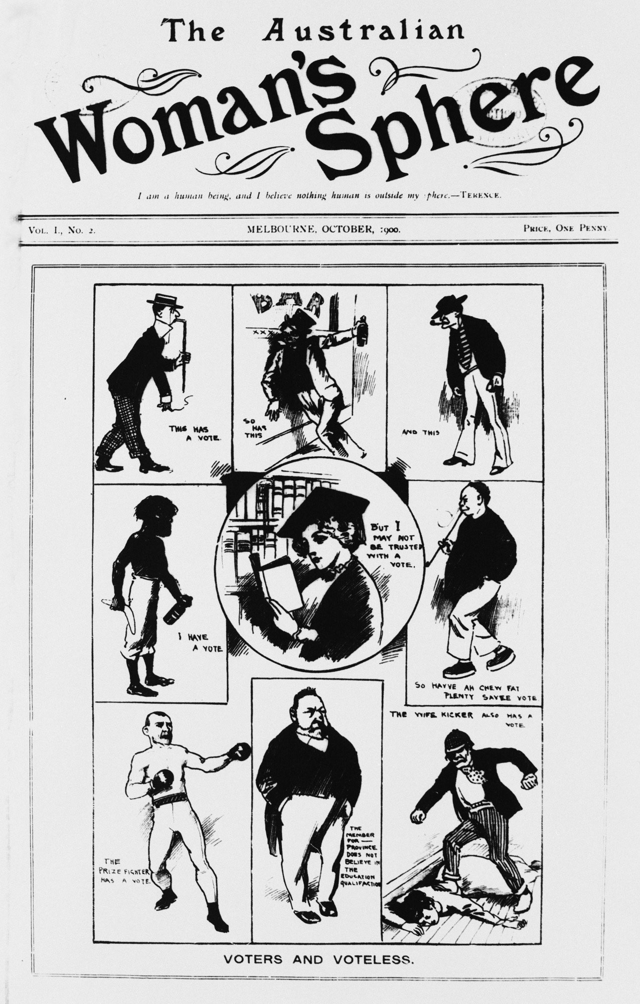 <p>Cover of the <em>Australian Women’s Sphere</em>, October 1900</p>
