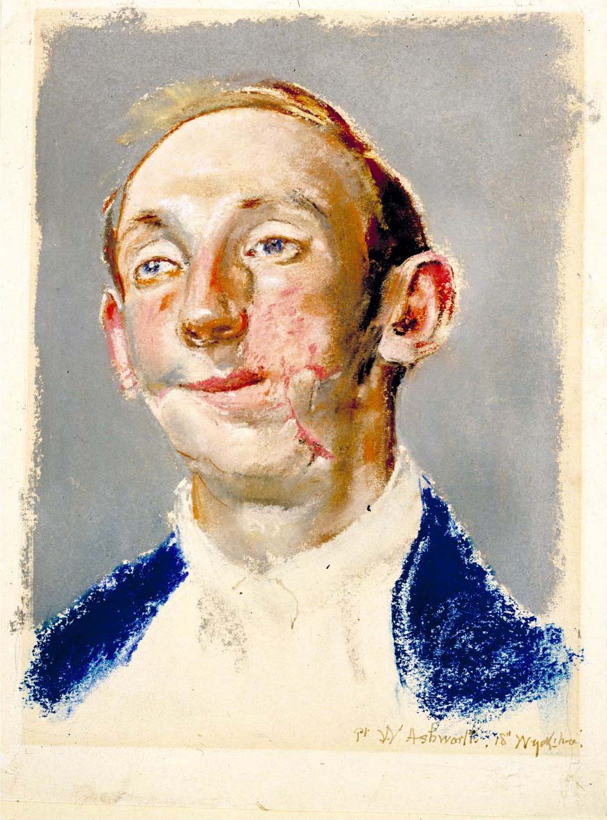 Pastel portrait of a man's face