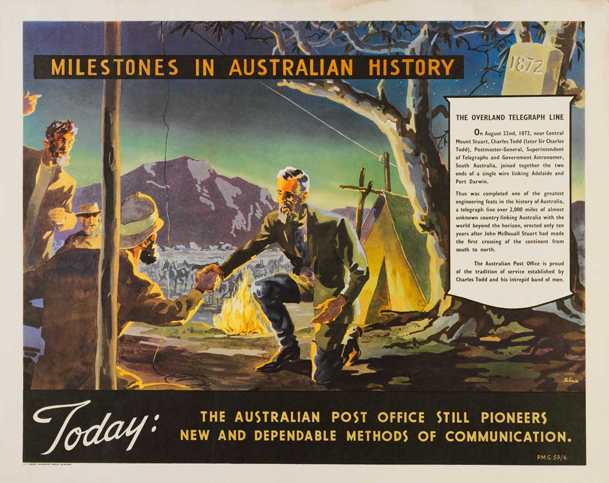 <p>Poster titled ‘The Australian Post Office still pioneers new and dependable methods of communication’</p>
