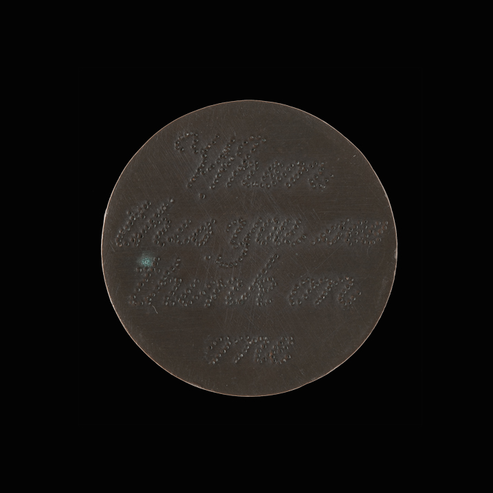 Token engraved with stippled cursive text:  When   this you see   think on   me  Token engraved with stippled cursive text:  T. Burbury  Condemned  March 24.  1832. 