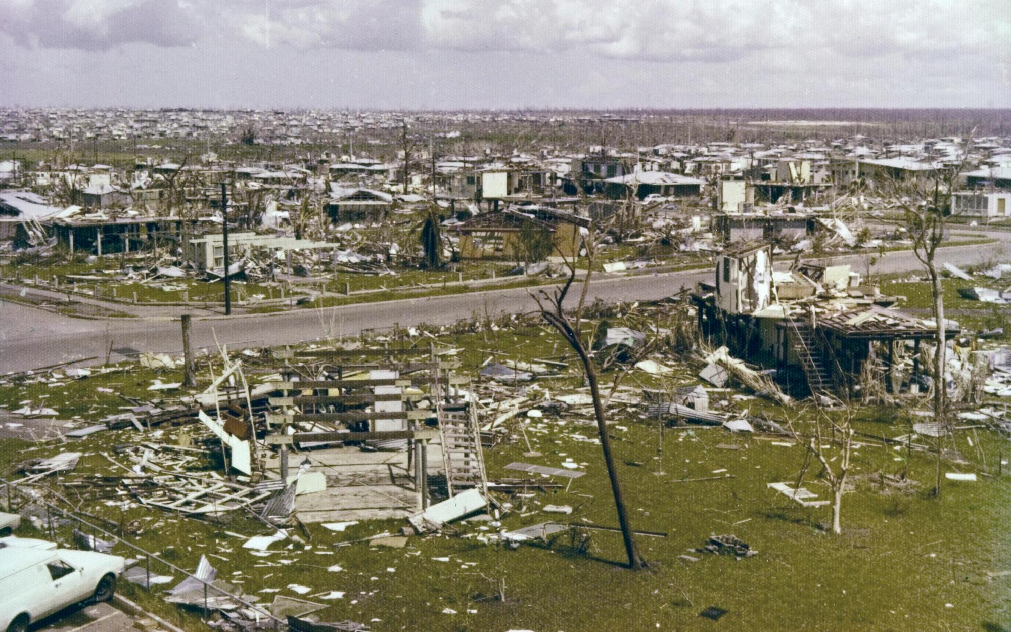 Darwin suburb of Wagaman after Cyclone Tracy, 1974.